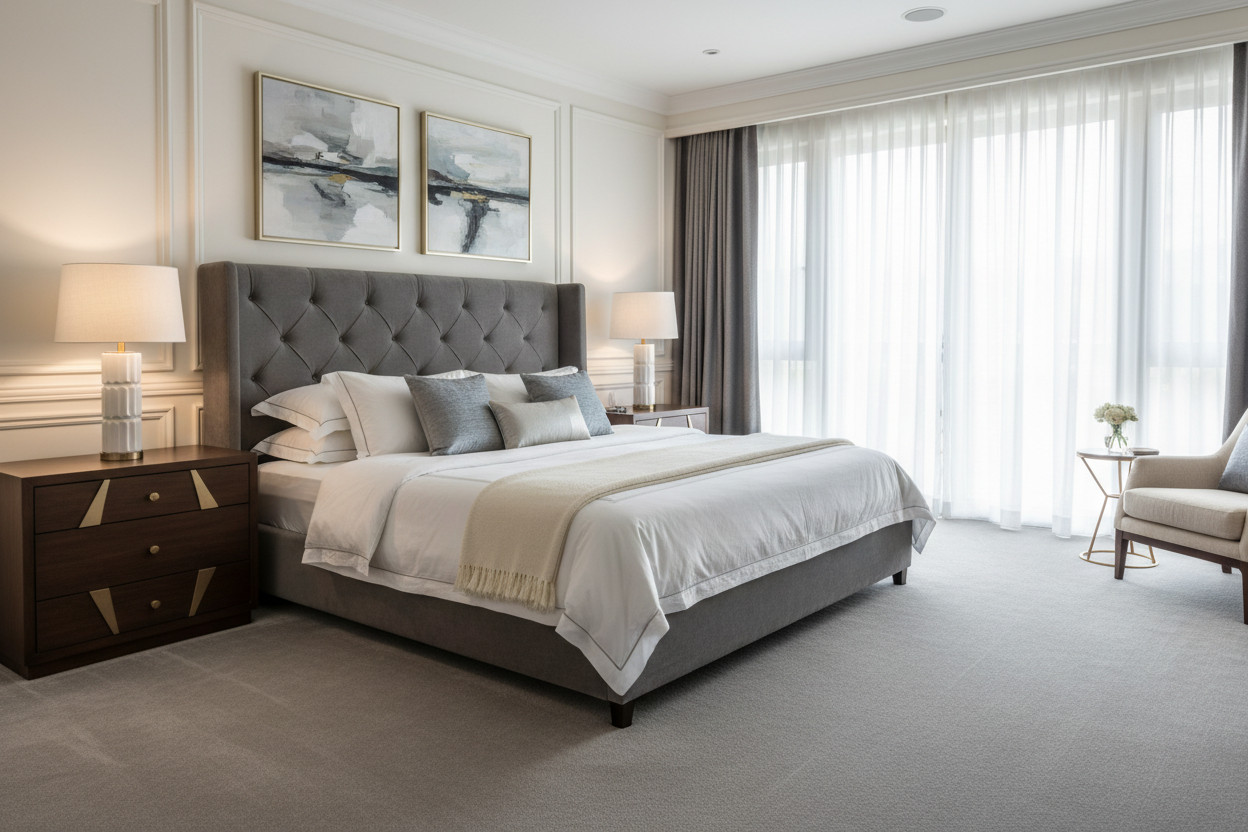 Sophisticated bedroom carpeting