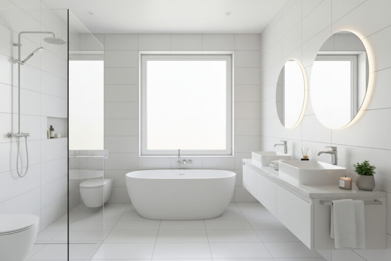 Bathroom with white tiles