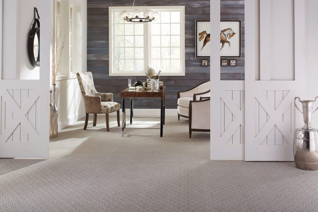 Carpet flooring in a home office