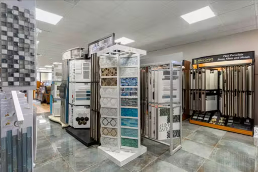 Flooring displays at Murley's Tri-Cities showroom