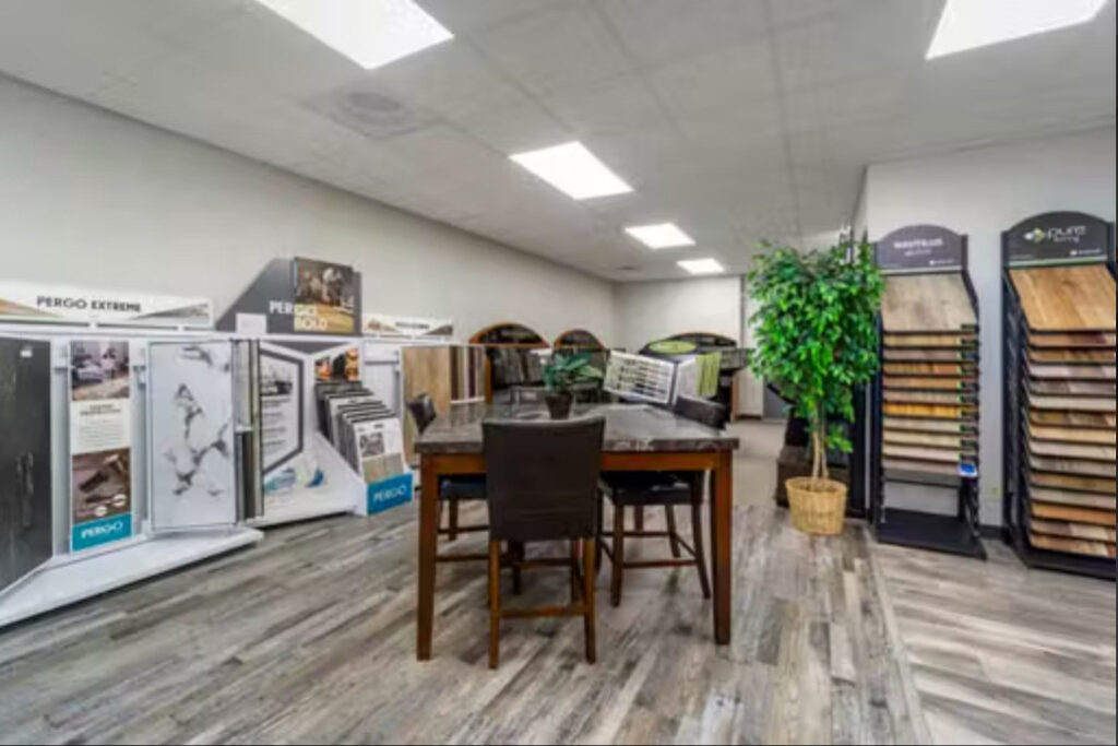 Flooring samples at Murley's Floor Covering showroom